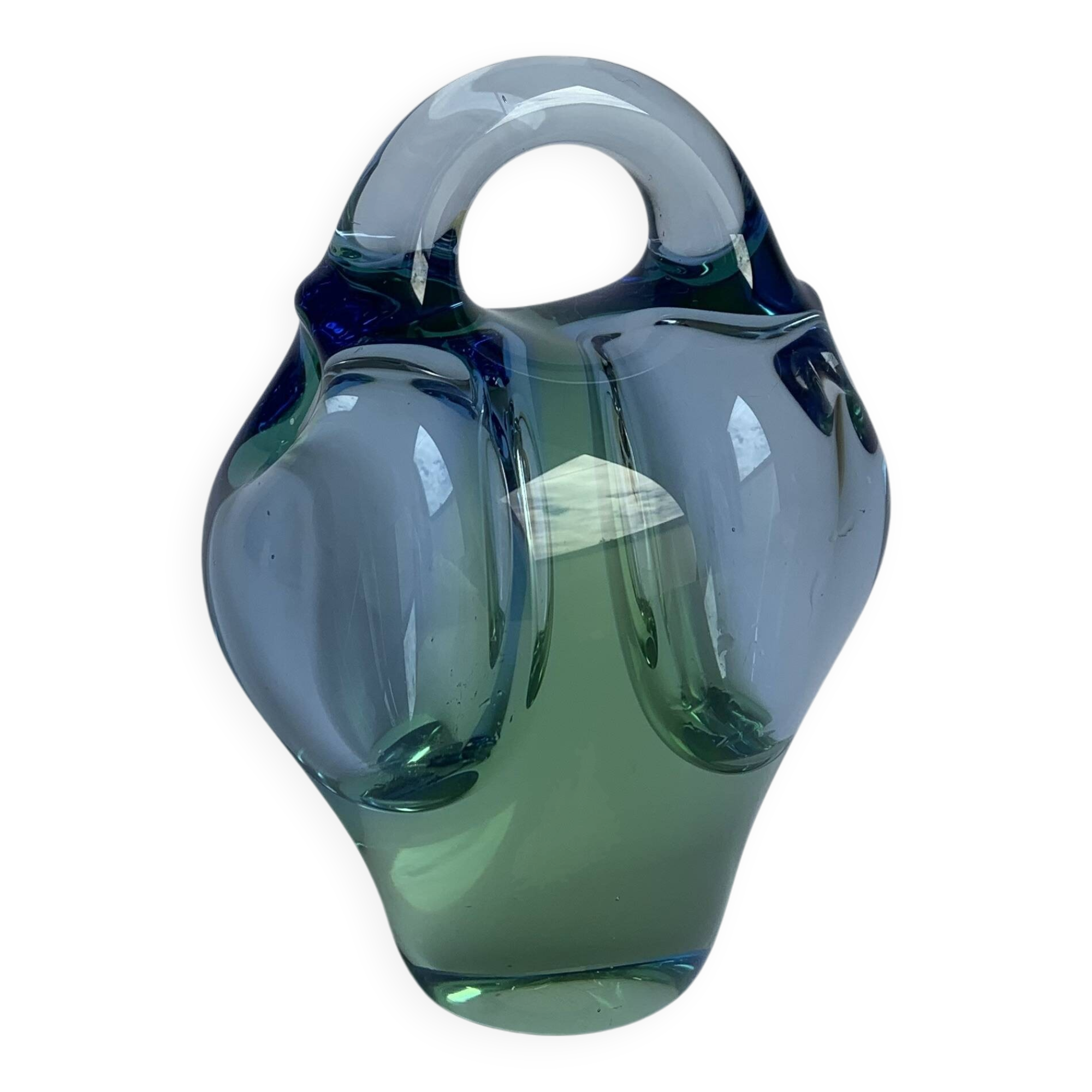 Art Glass Bowl in Blue by Jan Beranek for Skrdlovice, Czechoslovakia