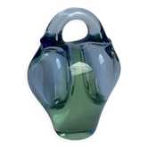 Bol en verre artistique bleu de Jan Beranek pour Skrdlovice, Tchécoslovaquie