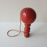 Old wooden Bilboquet - red color Height 17.5 Cm