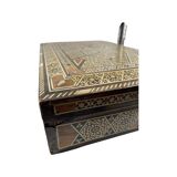 Large Persian marquetry box inlaid with its key