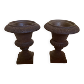 Pair of Médicis vase candlesticks in cast iron