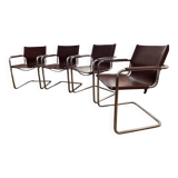 Set of 4 leather armchairs signed "Matteo Grassi" - 1960s