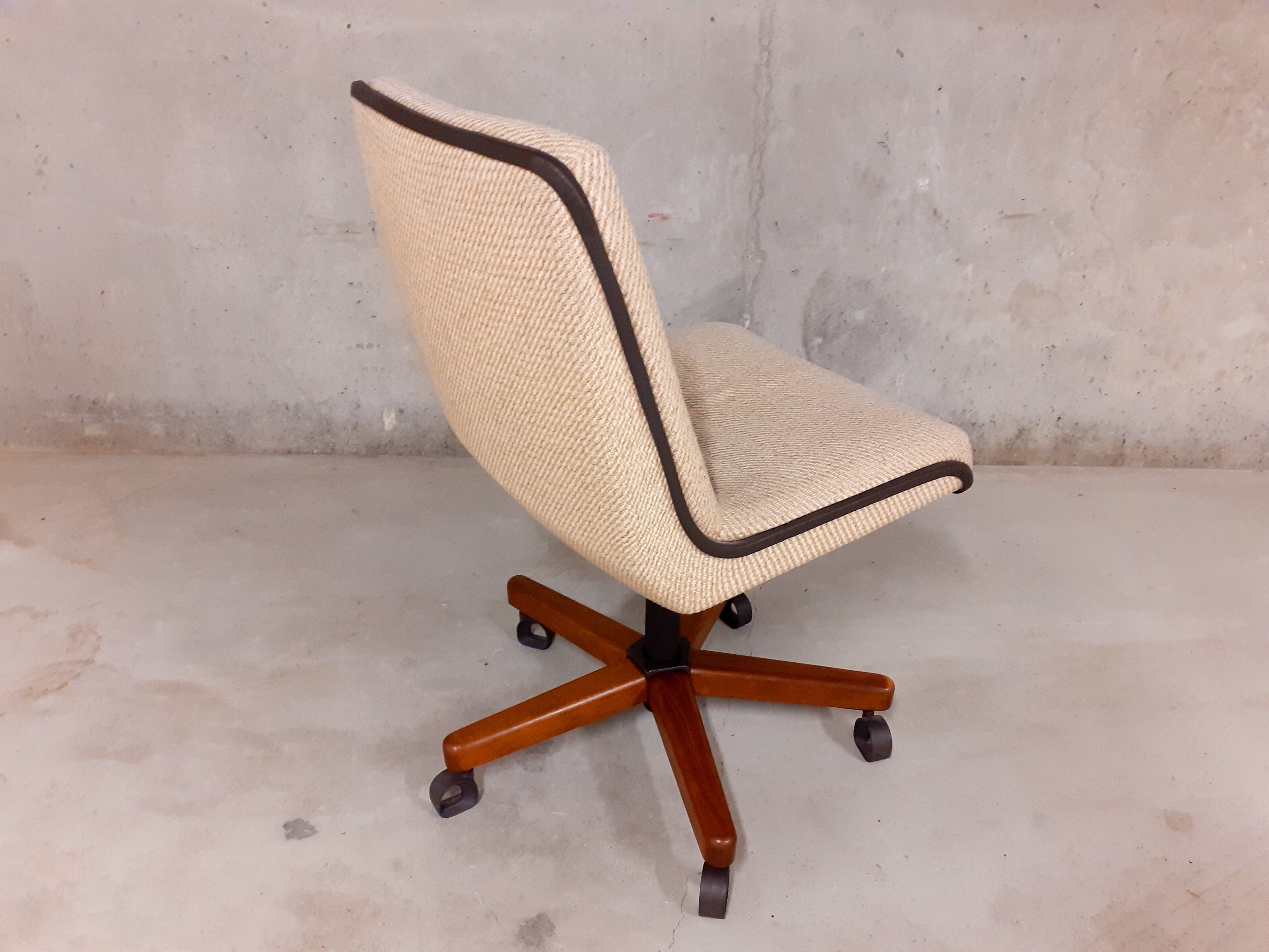 Scandinavian style vintage office chair in fabric and teak