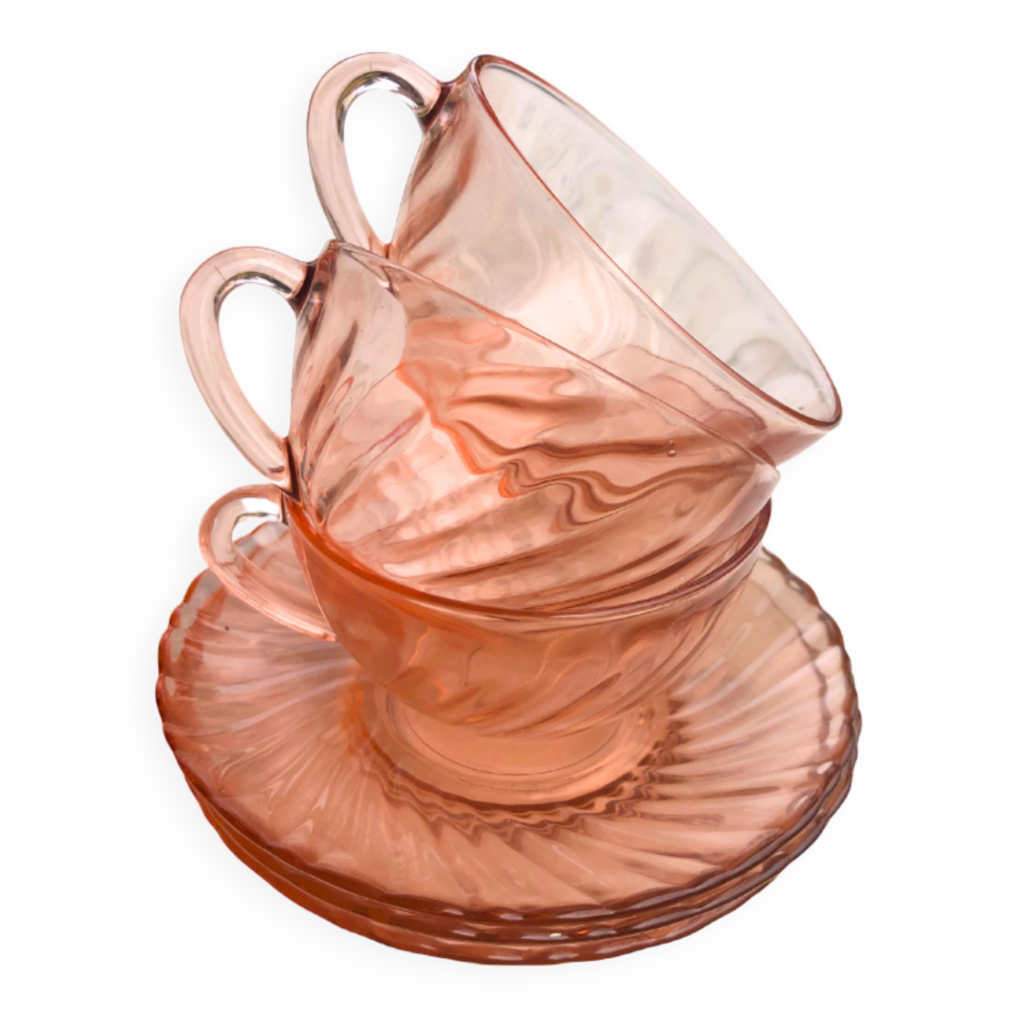 Cups + saucers • Arcoroc, rosaline