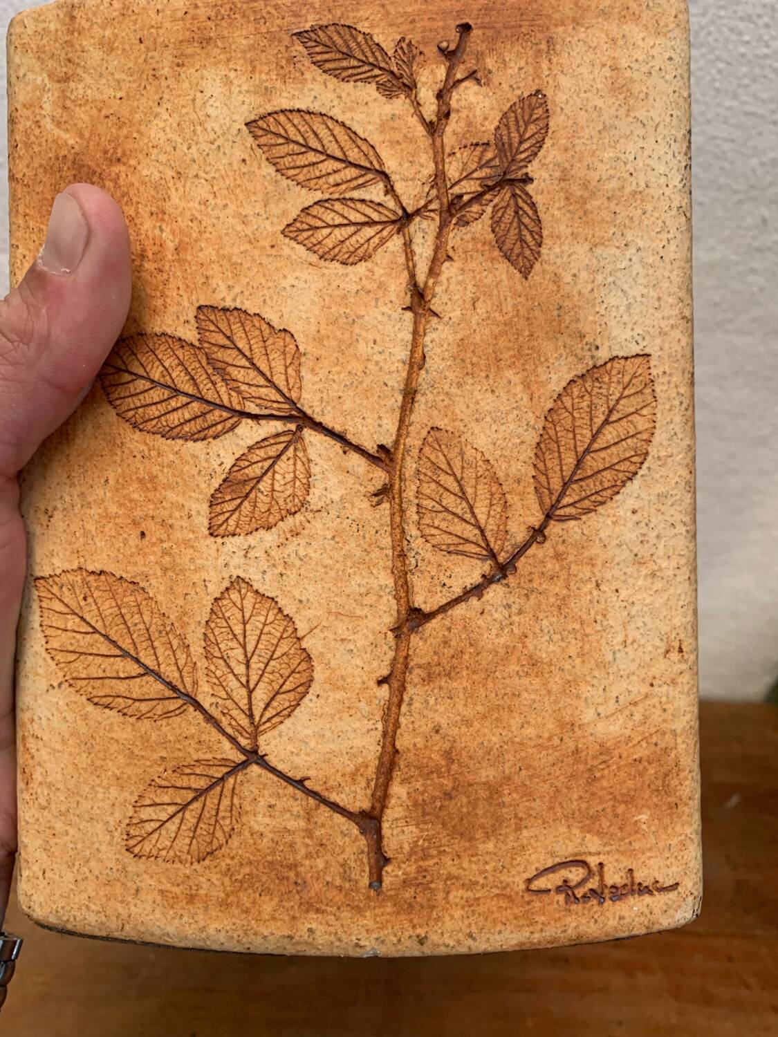 Ceramic Vase Vallauris Raymonde Leduc Herbarium Vintage