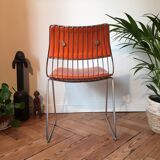 70s chrome metal and skai chair