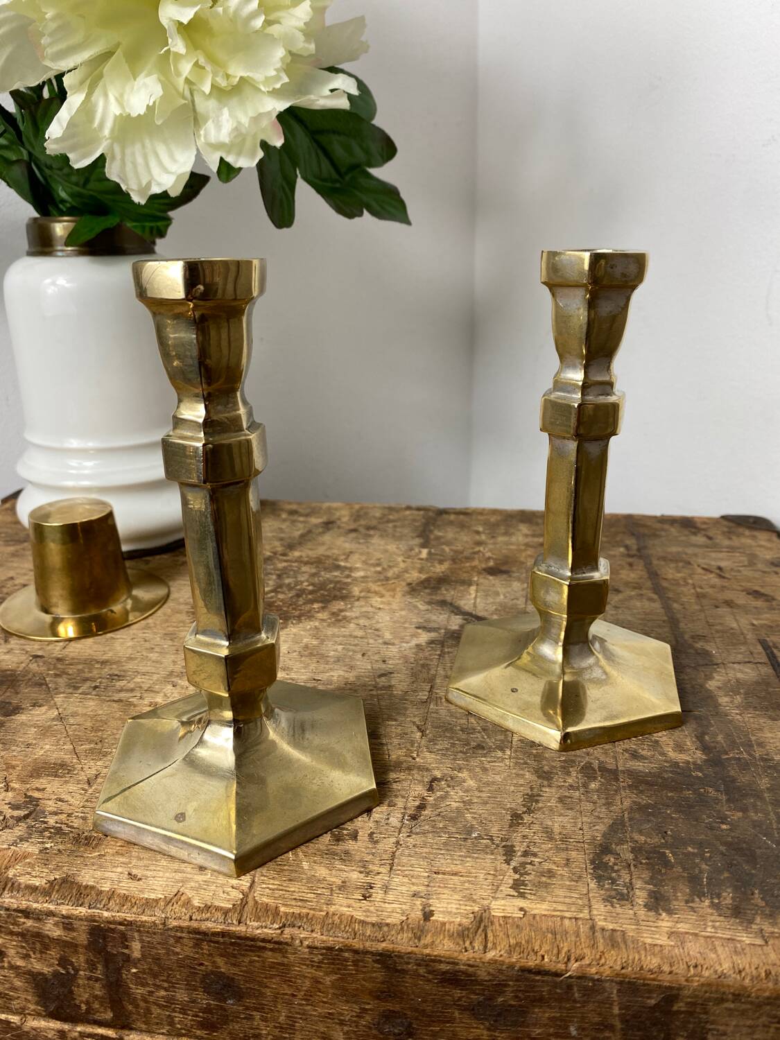 Pair of brass candlesticks