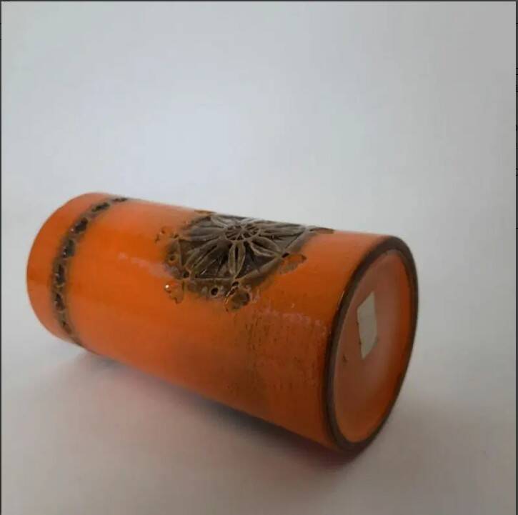 Bitossi vase, Aldo Londi design, Seville decoration, 1960s. Cylindrical vas