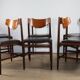 Set of 6 Gianfranco Frattini chairs in teak and black skai – 1960s