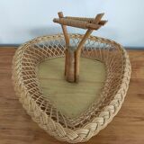 Fruit basket or tray in vintage wicker rattan