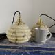 Set of two art deco portable ballrooms in electrified marbled opaline to nine