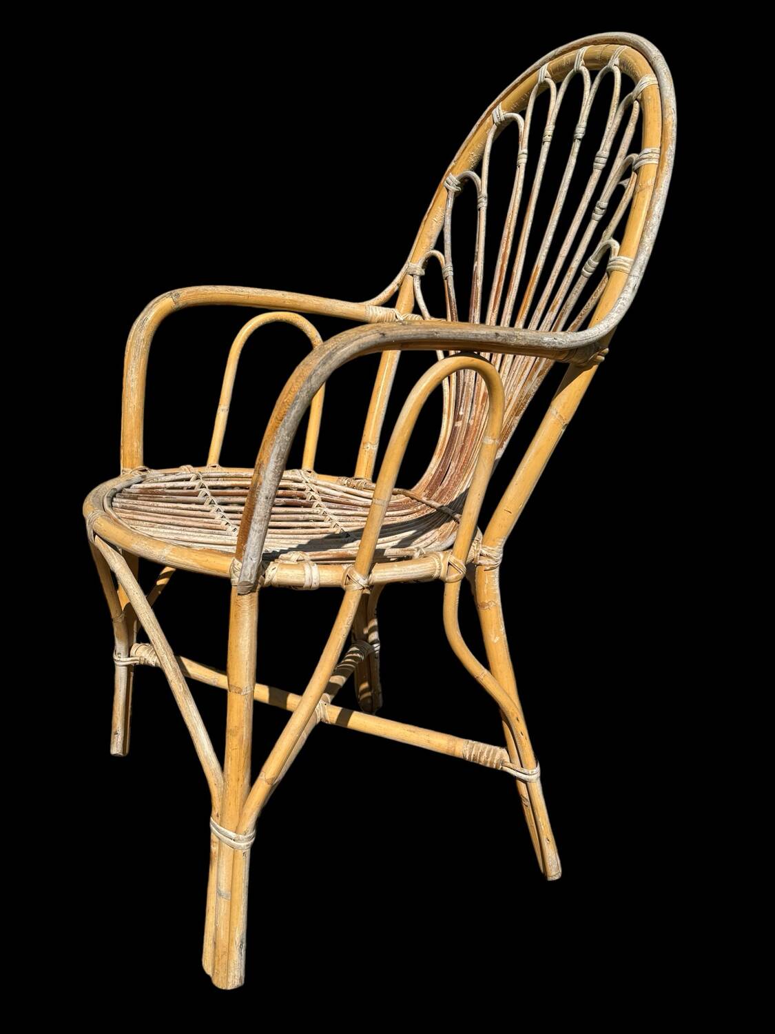 Rattan armchairs from the 70s France, set of 4