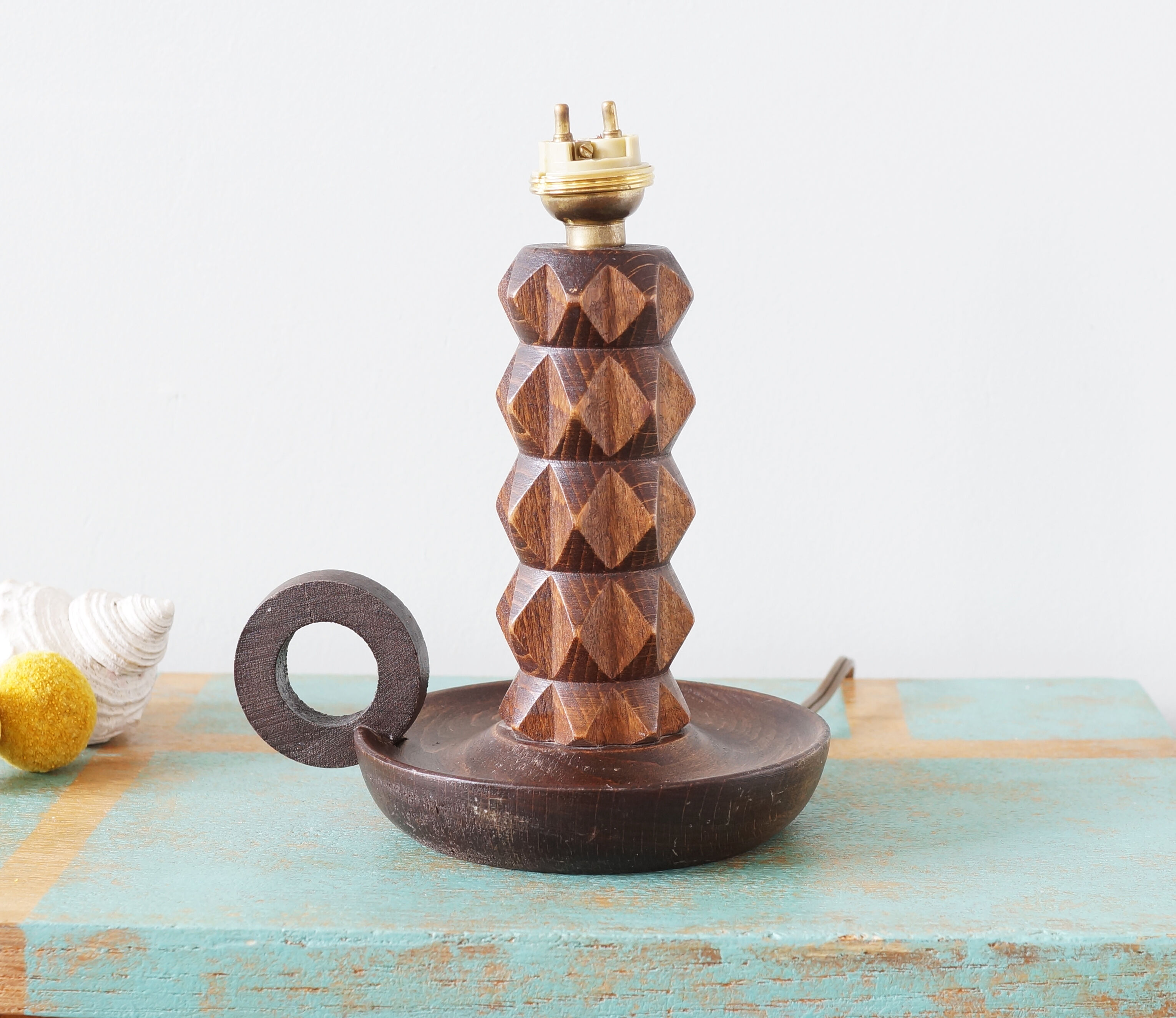 Wooden lamp foot 50s