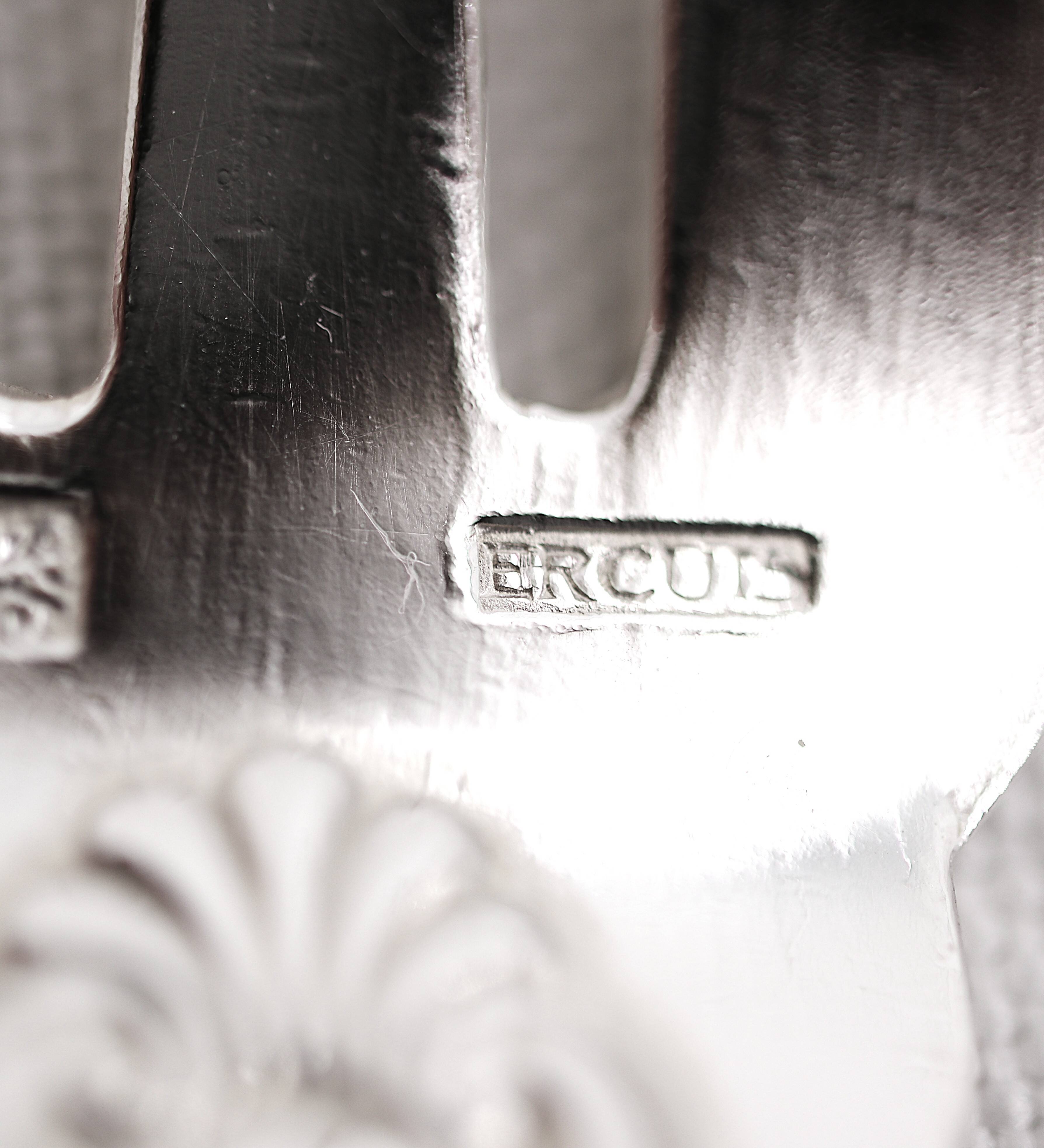 Ercuis Maintenon, Shell, 12 fish forks, 24 pieces in silver-plated metal.