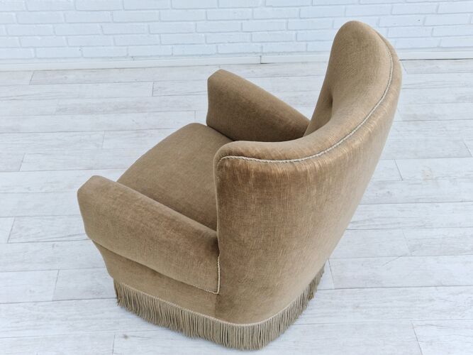 1970s, Danish design, velour chair, original condition, beech wood
