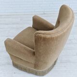 1970s, Danish design, velour chair, original condition, beech wood