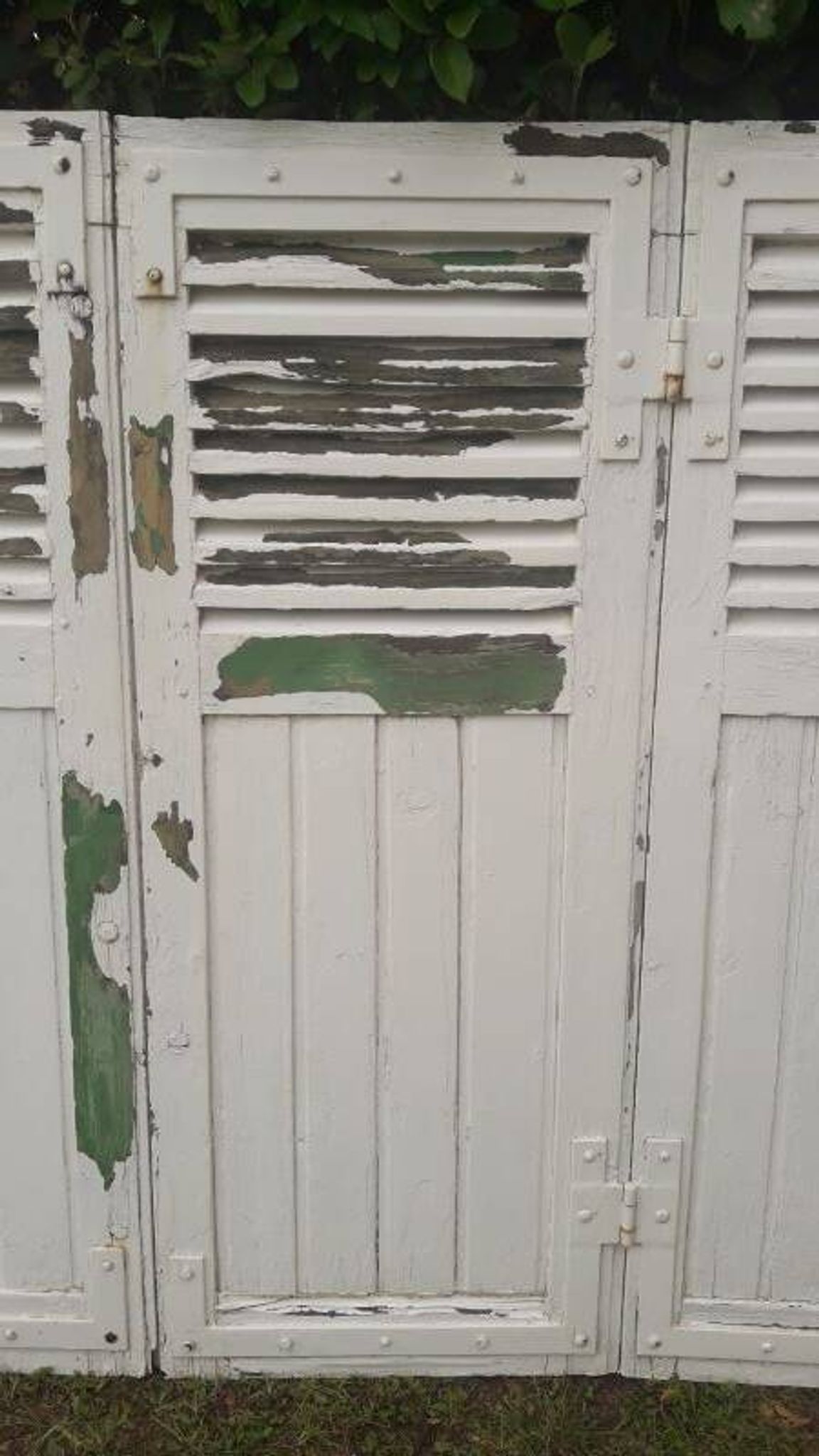 Volets 4 vantaux H148xL245cm persiennes chêne anciens paire 1
