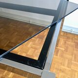 Glass and chrome metal dining table