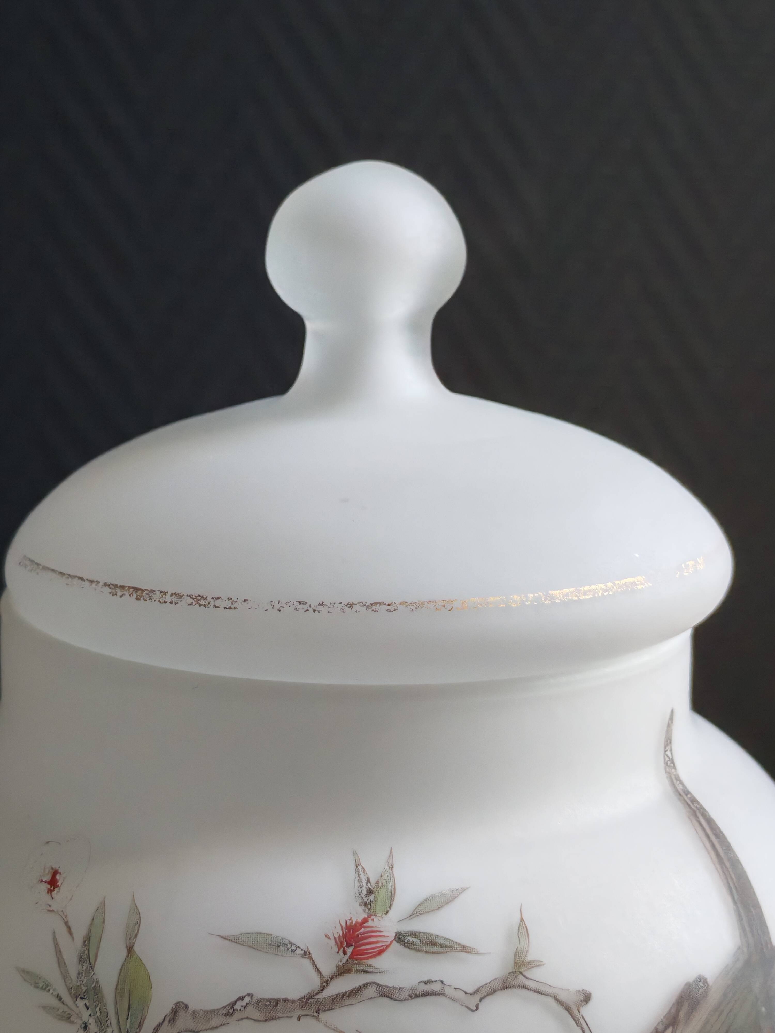 Vintage opaline glass footed bonbonnière