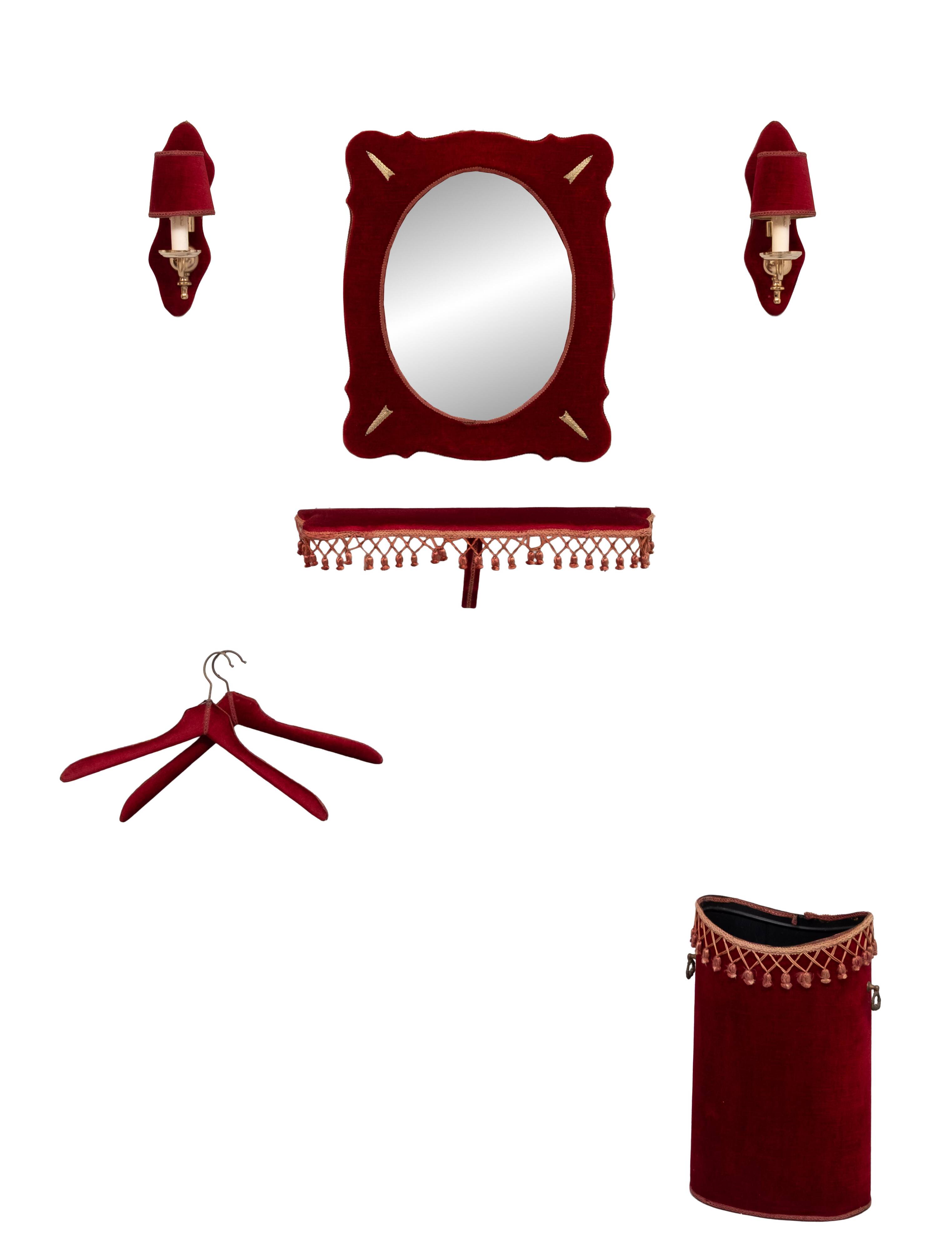 Red Velvet 7 piece Hall set 1960s