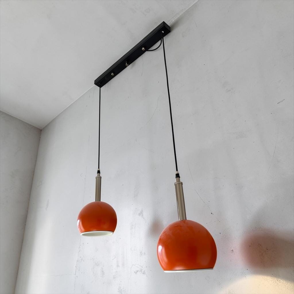Vintage orange eye ball / suspension with 2 light points.