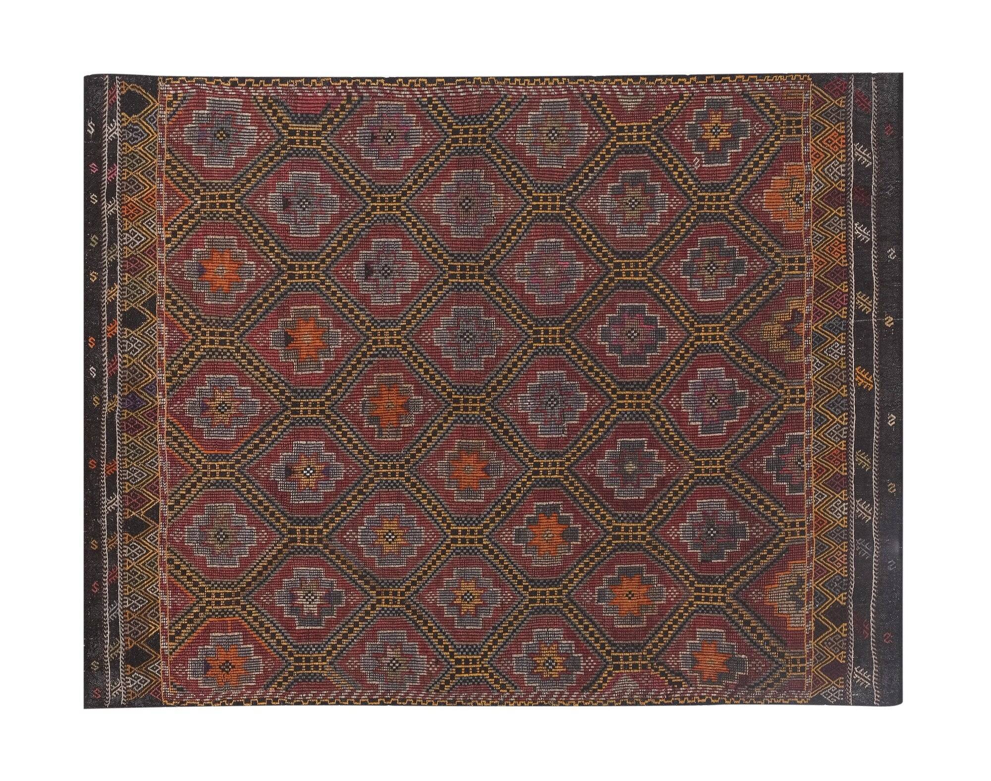 Vintage Turkish kilim handwoven 194x245 cm