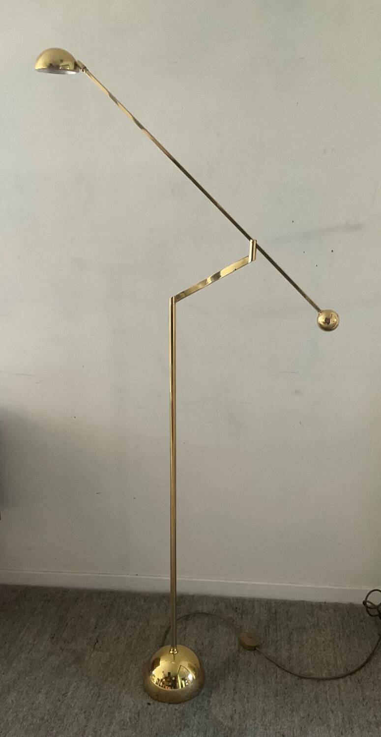 Vintage brass counterweight floor lamp