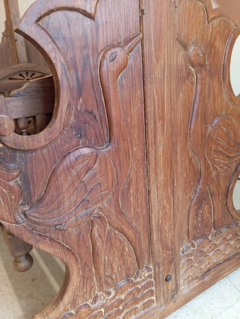 Solid teak carved swing cradle