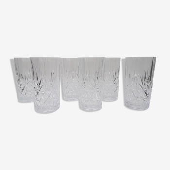 Set of 6 water glasses - vintage crystal choppes