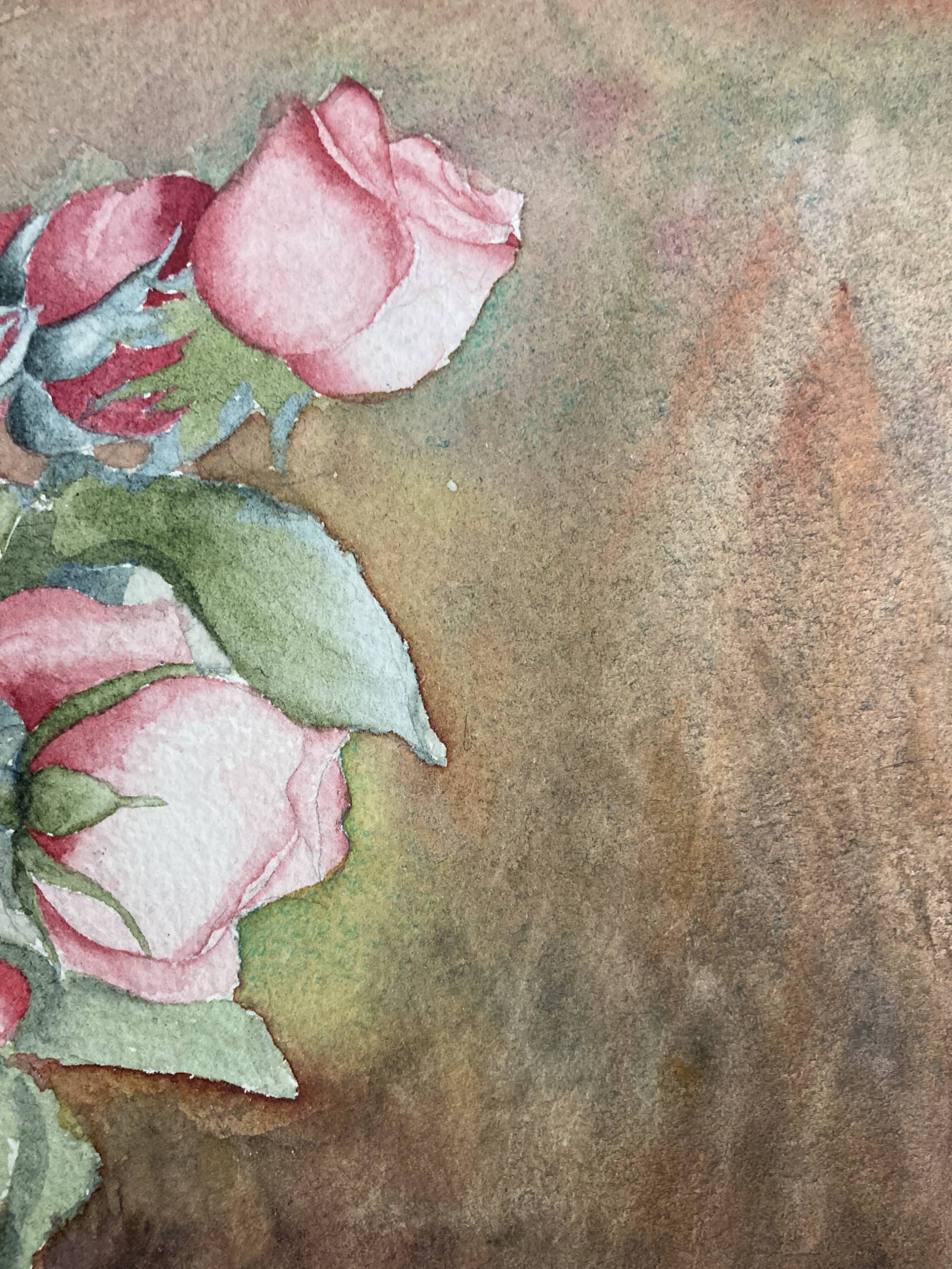 Aquarelle aux roses vintage