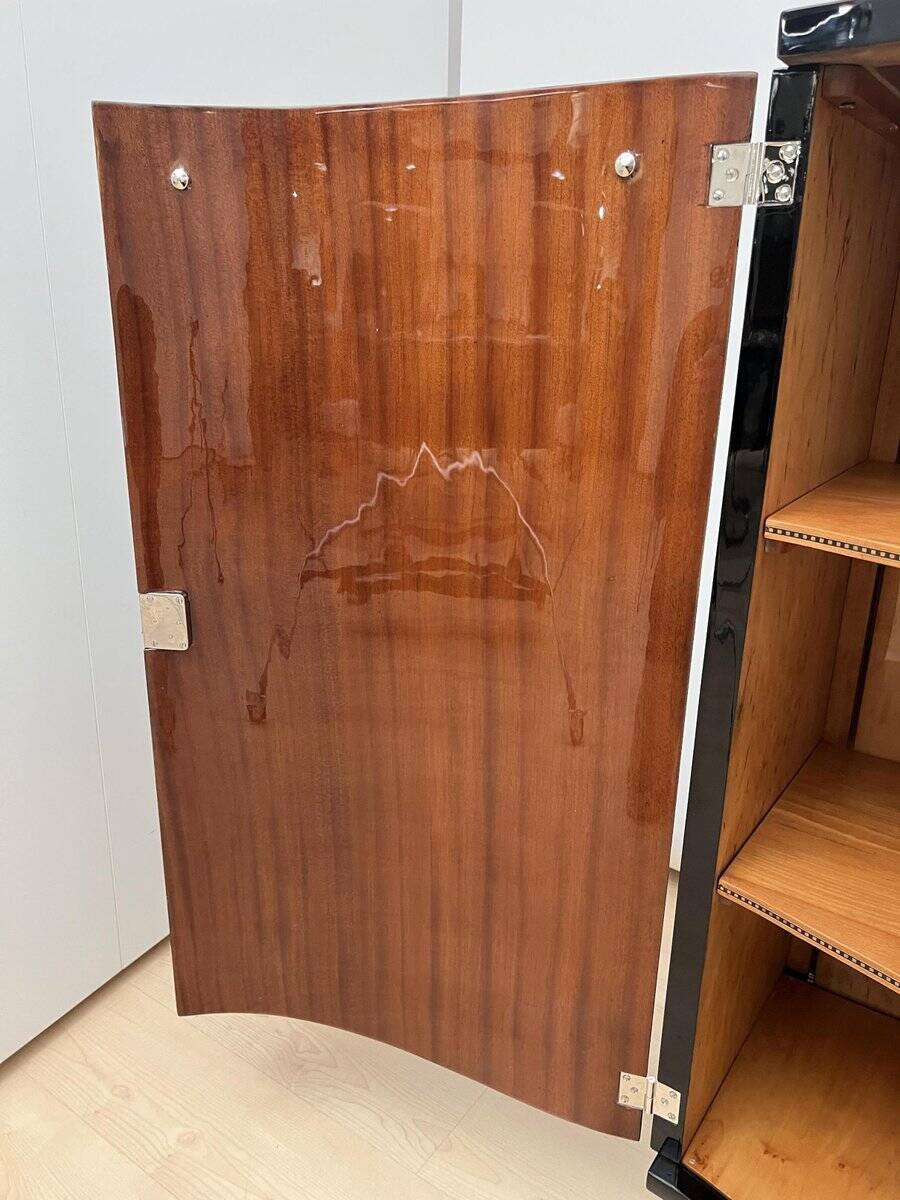 French Art Deco Bar Sideboard in Black Lacquer and Chrome, 1930