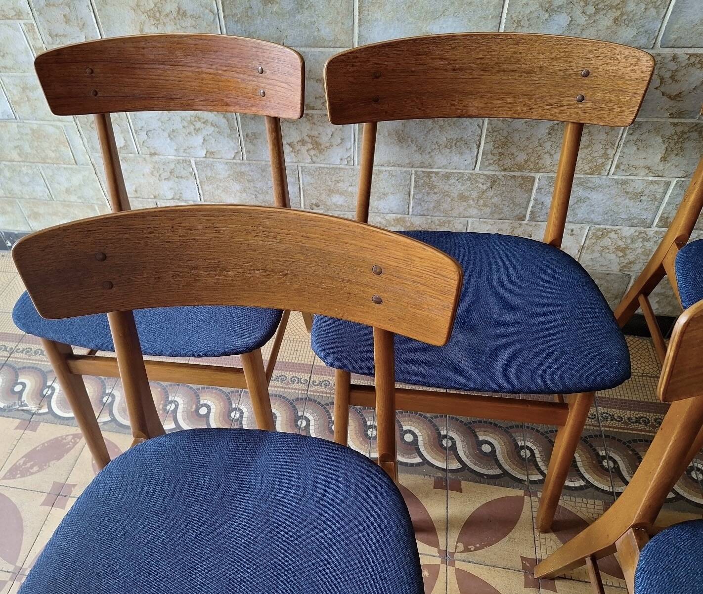 Mid century set of 6 teak dining chairs by Farstrup, Denmark 1960s