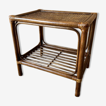 Small vintage table - rattan & canework