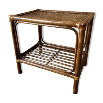 Small vintage table - rattan & canework