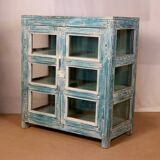 Antique Burmese teak sideboard with original blue and white patina