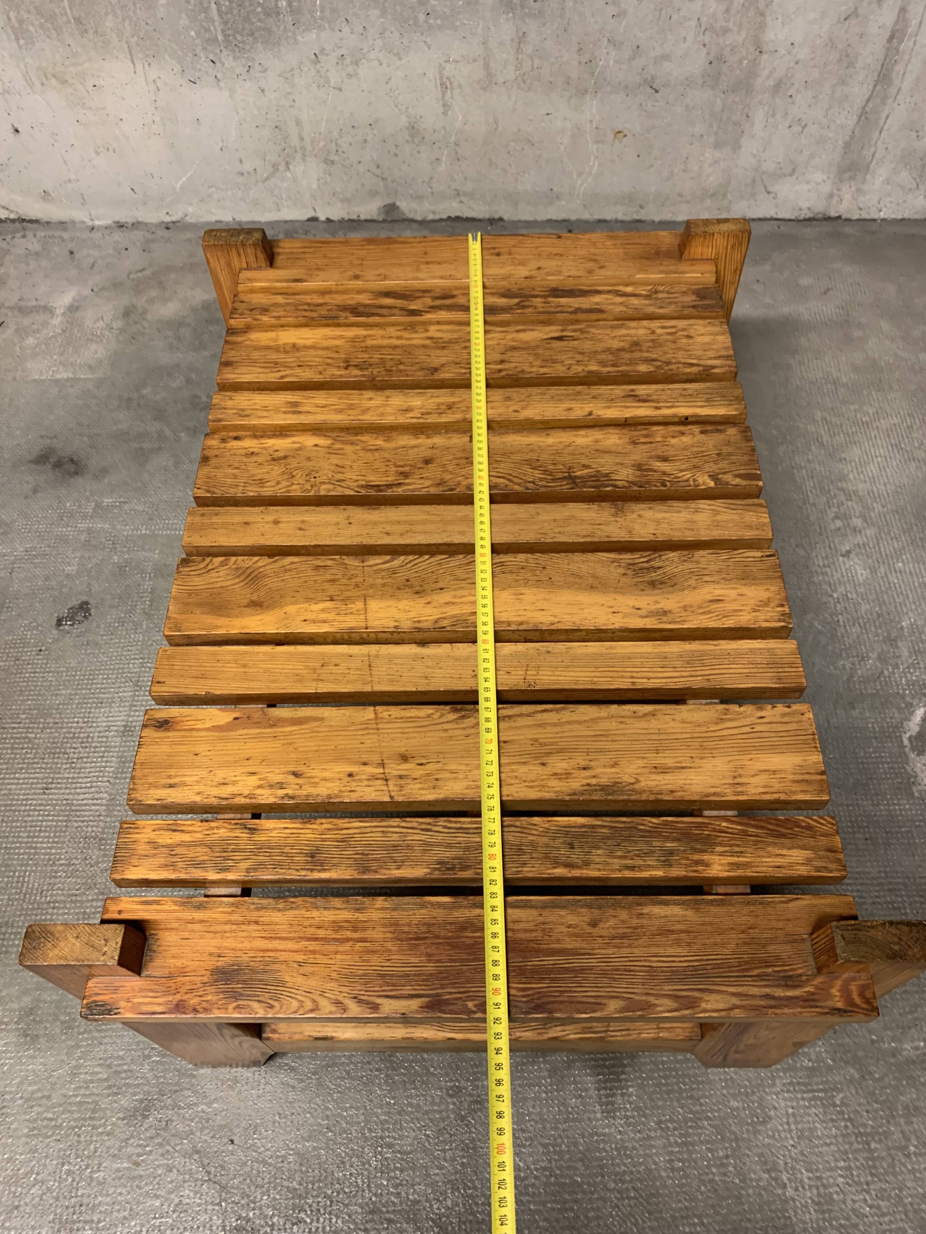 Vintage Pine Coffee Table, Reconstruction Period, Brutalist Design