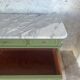 Louis XVI style olive green commode with marble.