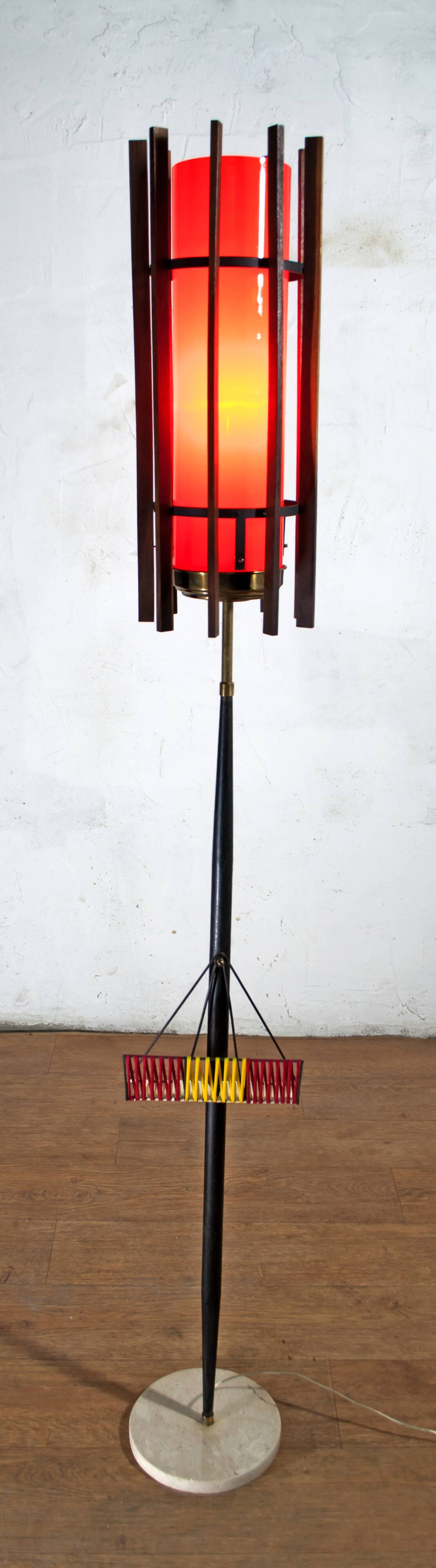Vistosi Mid-Century Modern "Incamiciato" Murano Glass Italian Floor Lamp,50