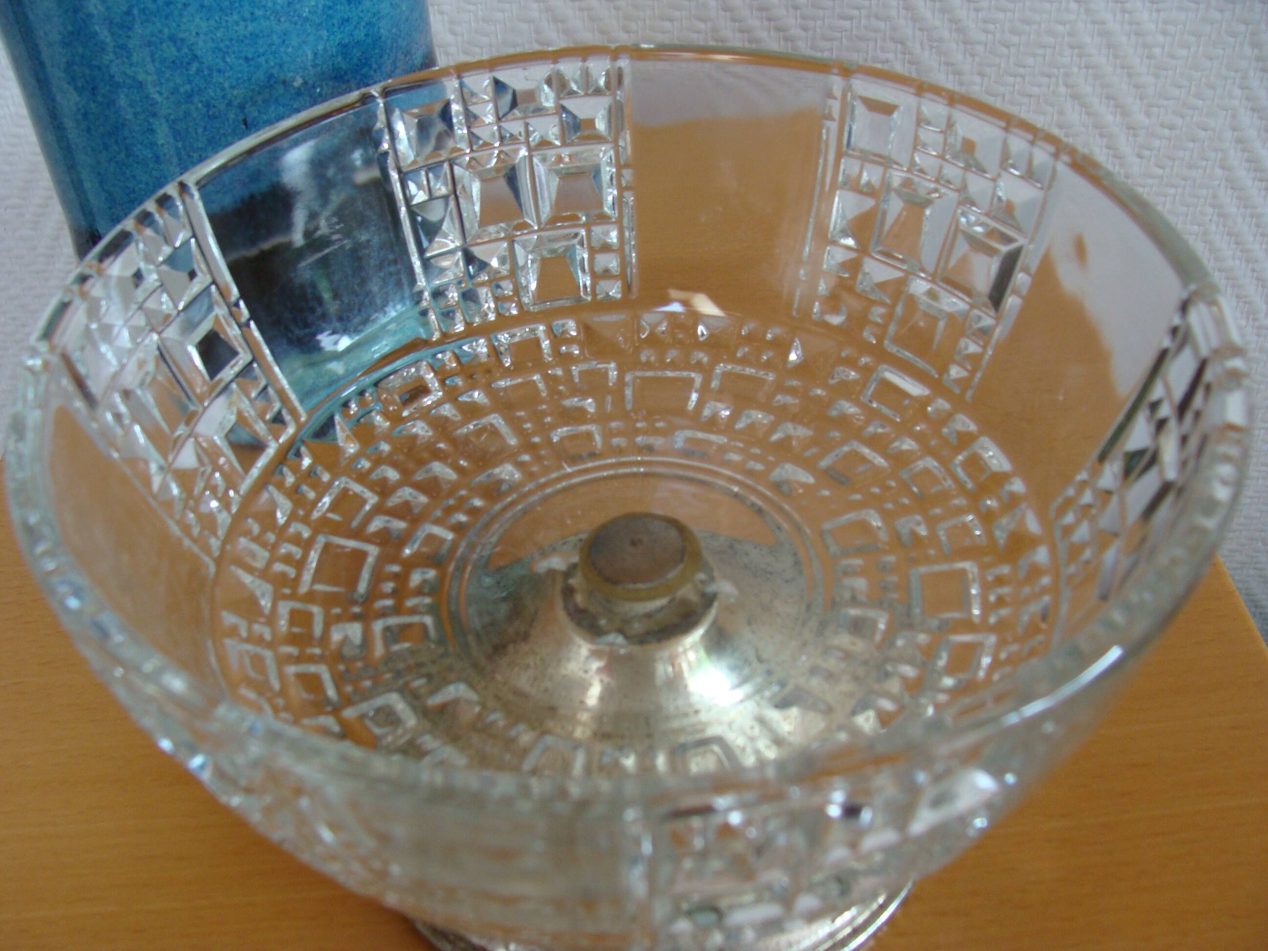 Art Deco crystal and metal fruit bowl