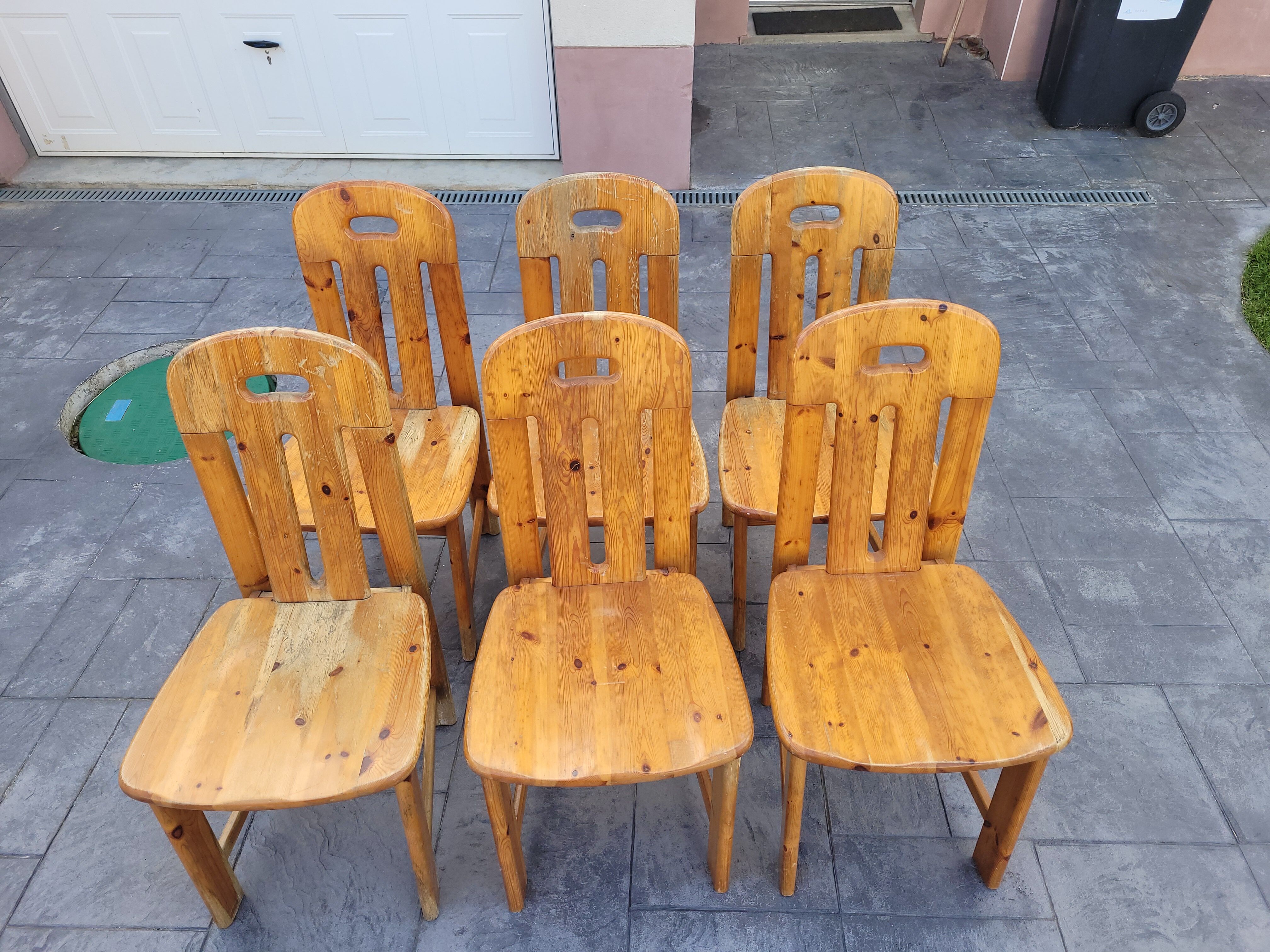 6 pine chairs