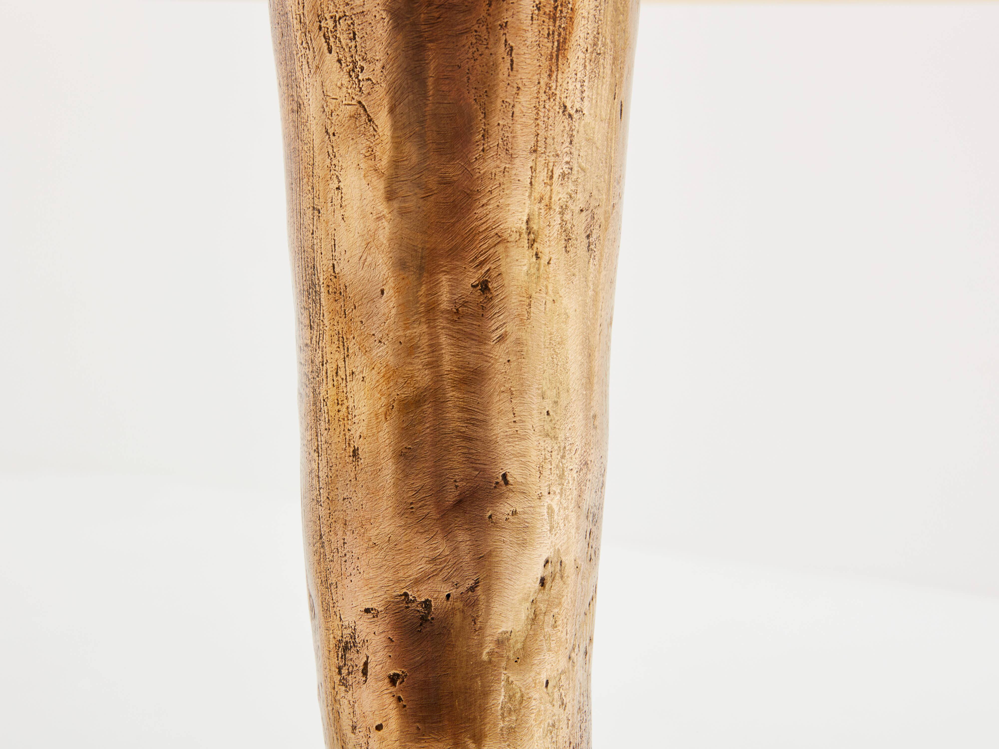 Oak and patinated bronze tripod pedestal table by Garouste & Bonetti 1987