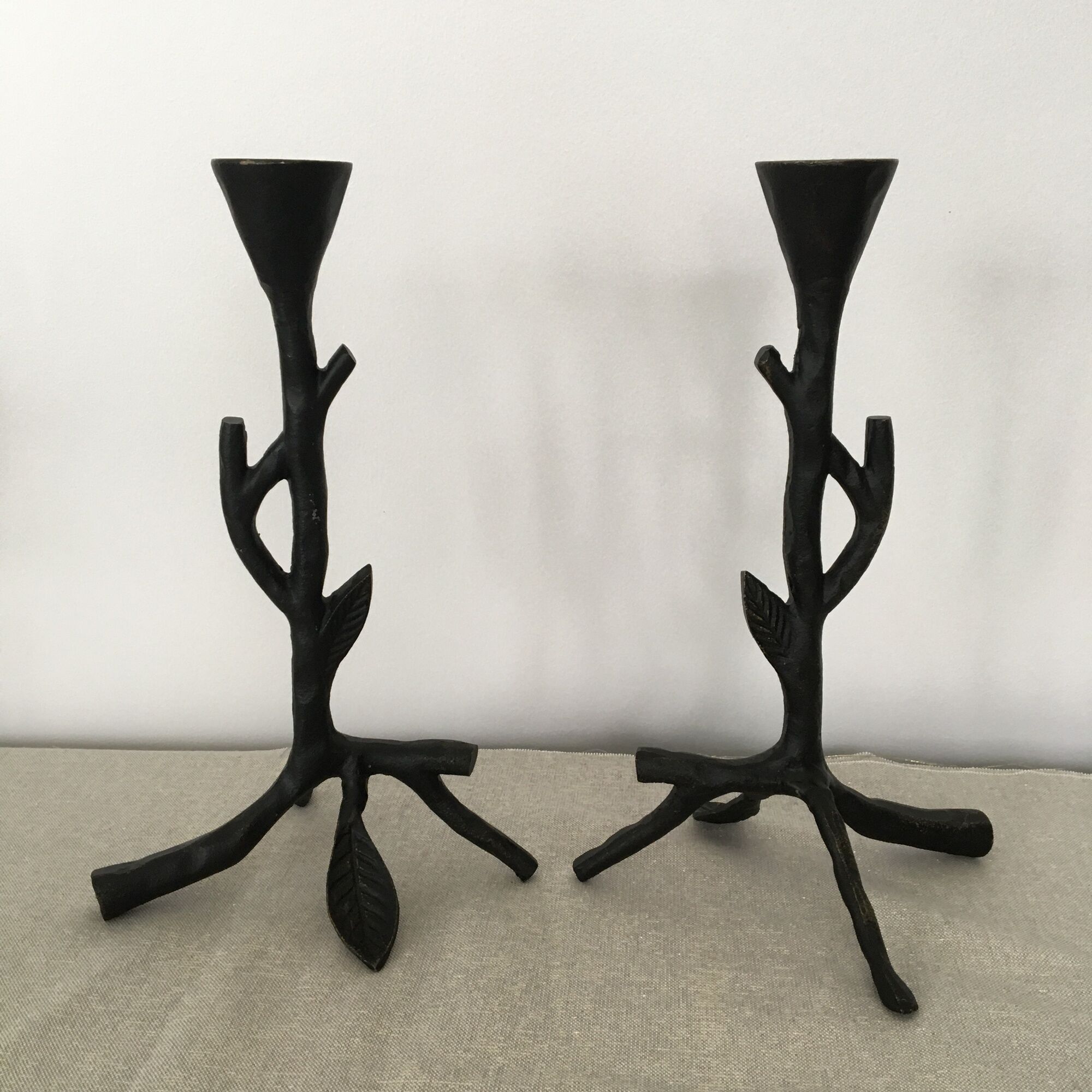 Pair of candle holders branch