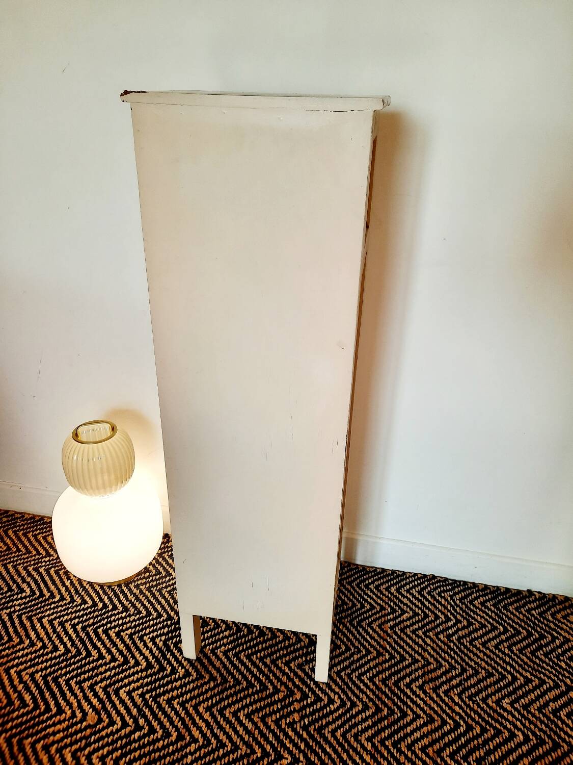 Antique tall cabinet painted white