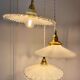 Three-light cascading pendant lamp with vintage white opaline lampshade