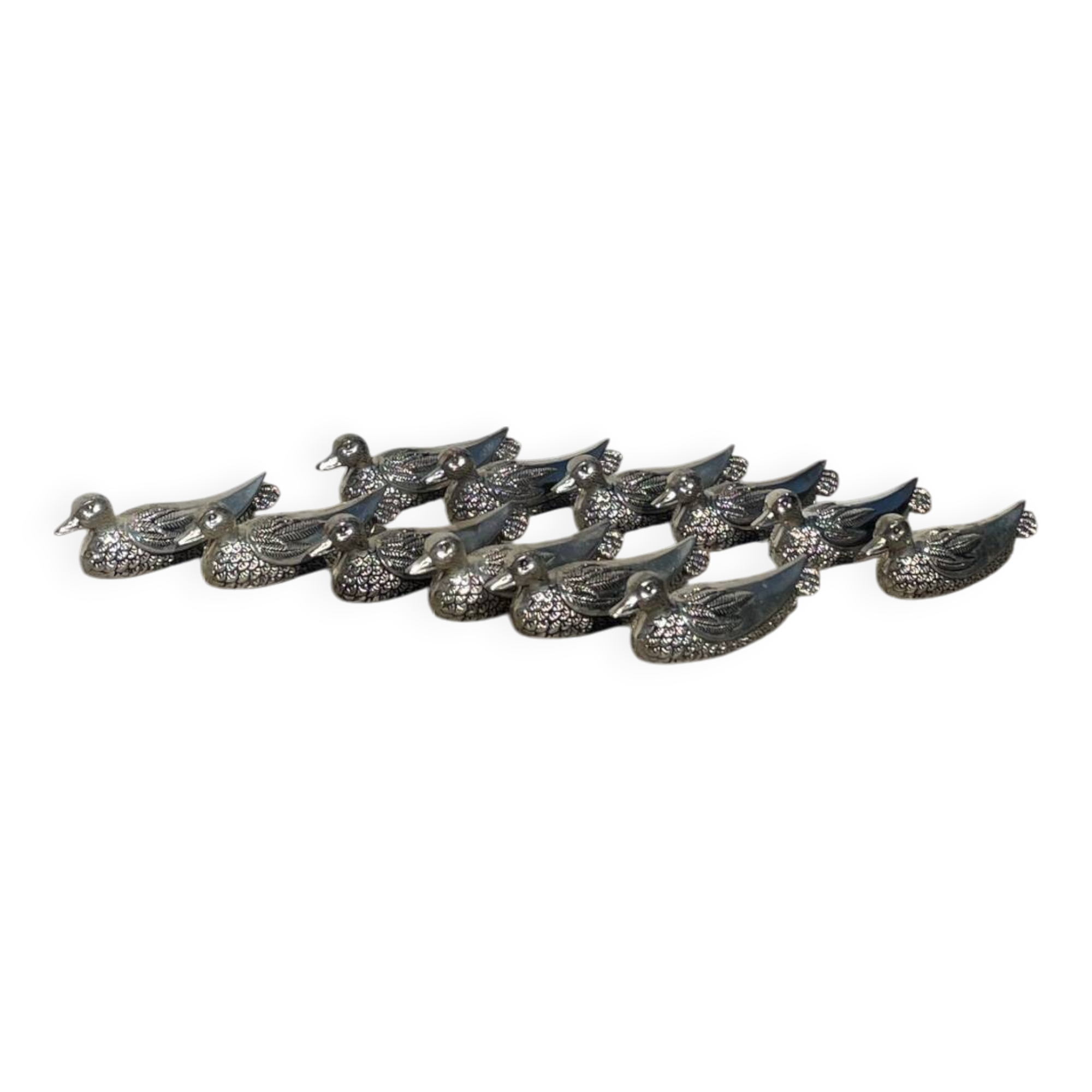 12 silver metal duck knife rests