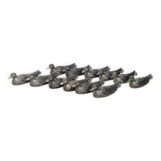 12 silver metal duck knife holders