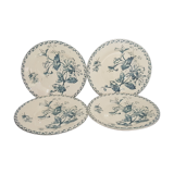 Set of 4 dessert plates in opaque porcelain of Gien model Honeysuckle, iron earth
