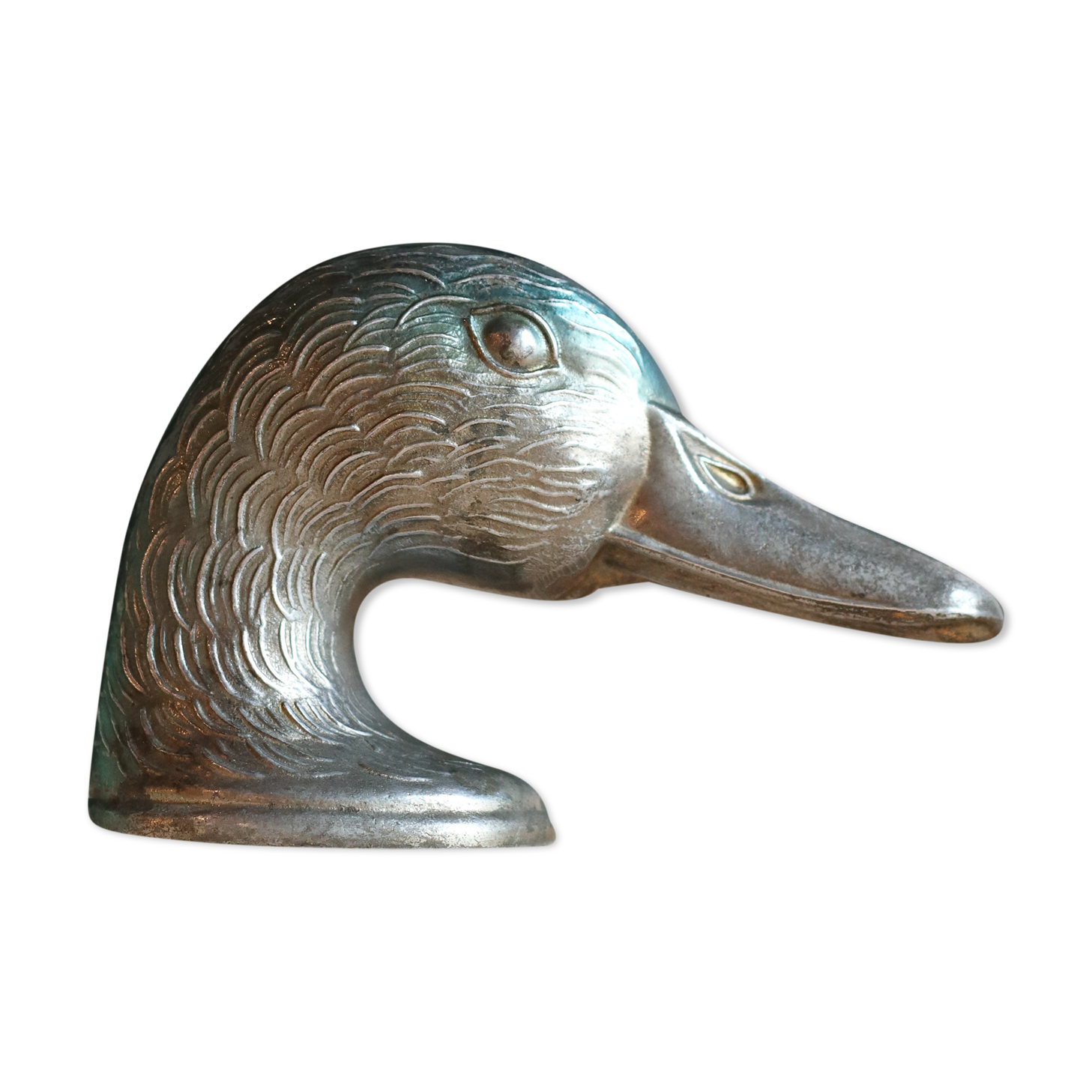Vintage duck bottle opener signed Ducky in silver metal
