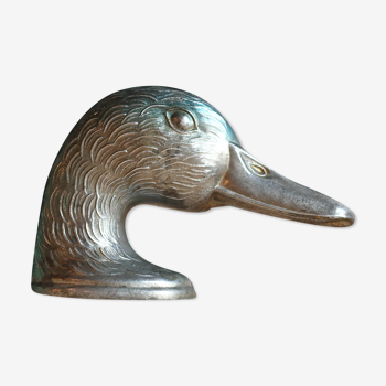 Vintage duck bottle opener signed Ducky in silver metal