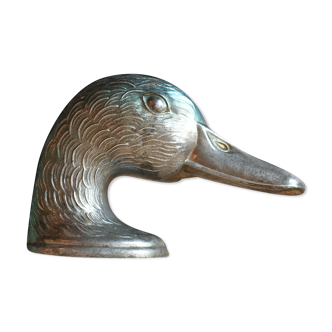 Vintage duck bottle opener signed Ducky in silver metal